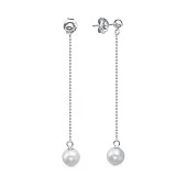 Серьги на цепочке из серебра c белыми речными жемчужинами 7,5-8 мм