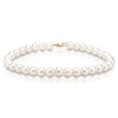 Ожерелье из белого круглого речного жемчуга класса АА+. Жемчужины 10,5-11,5 мм