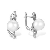 Серьги из белого золота с белыми речными жемчужинами 7,5-8 мм
