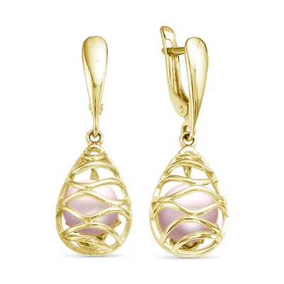 Серьги из серебра с розовыми речными жемчужинами 6,5-7 мм