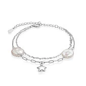 Браслет из серебра 925 пробы с белыми барочными речными жемчужинами 11,5 мм