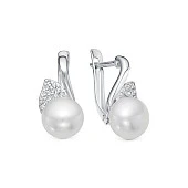 Серьги из серебра c белыми речными жемчужинами 8-8,5 мм