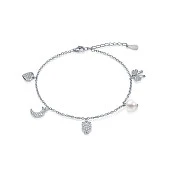 Браслет из серебра 925 пробы с белой речной жемчужиной 7-7,5 мм