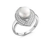 Кольцо из серебра с белой речной жемчужиной 7,5-8 мм