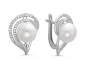 Серьги из серебра c белыми речными жемчужинами 9,5-10 мм