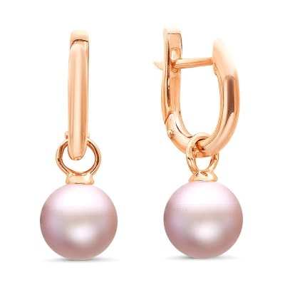 Серьги из серебра с розовыми речными жемчужинами 8,5-9 мм