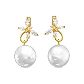 Серьги из серебра с белыми речными жемчужинами "Барокко" 13-13,5 мм