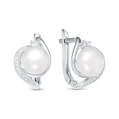Серьги из белого золота с белыми речными жемчужинами 8,5-9 мм
