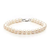 Браслет из белого круглого речного жемчуга класса АА+. Жемчужины 7-7,5 мм