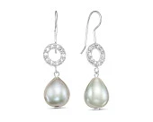 Серьги из серебра с серебристыми речными жемчужинами 9-10 мм