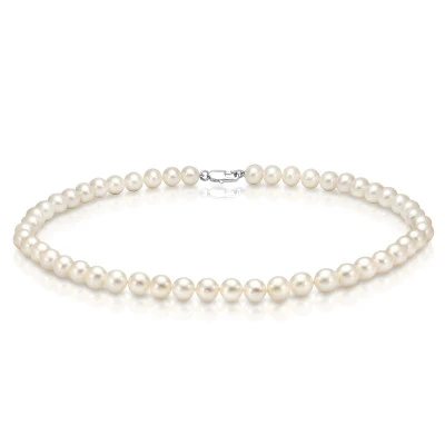 Ожерелье из белого круглого речного жемчуга класса ААА. Жемчужины 7-7,5 мм