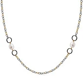 Колье из серебра 925 пробы с белыми речными жемчужинами 9,5-10 мм