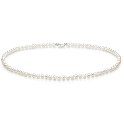 Ожерелье из белого круглого речного жемчуга класса ААА. Жемчужины 4-4,5 мм