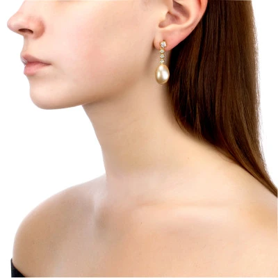 Серьги из серебра с золотистыми жемчужинами "Барокко" 11-12 мм