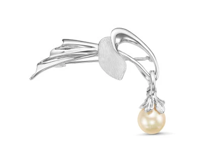 Брошь-кулон из серебра с золотистой Австралийской жемчужиной 11,5 мм