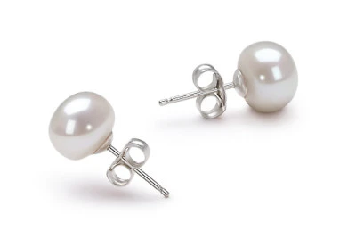 Пусеты из серебра 925 пробы с белыми речными жемчужинами 8-8,5 мм