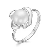 Кольцо из серебра с белой речной жемчужиной 8,5-9 мм