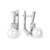 Серьги из белого золота с белыми речными жемчужинами 7,5-8 мм