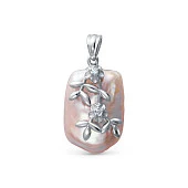 Кулон из серебра с розовой барочной речной жемчужиной 15-20 мм