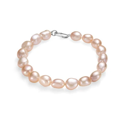 Браслет из розового барочного речного жемчуга класса ААА. Жемчужины 9-10 мм