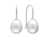 Серьги из белого золота с белыми речными жемчужинами 9-10 мм