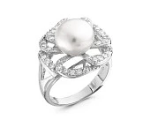Кольцо из серебра с белой речной жемчужиной 9,5 мм