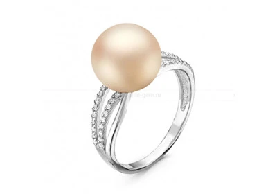Кольцо из серебра с розовой речной жемчужиной 10,5-11,5 мм
