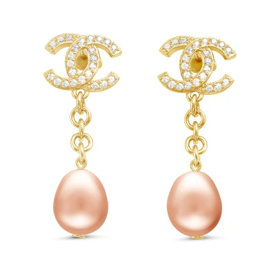 Серьги из серебра с розовыми речными жемчужинами 10-11 мм