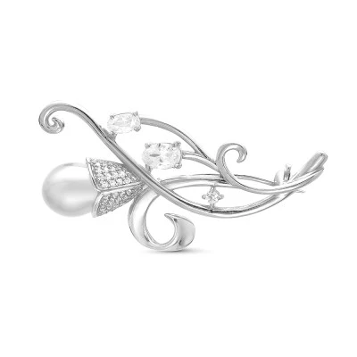 Брошь из серебра с белой Австралийской жемчужиной 9-9,5 мм