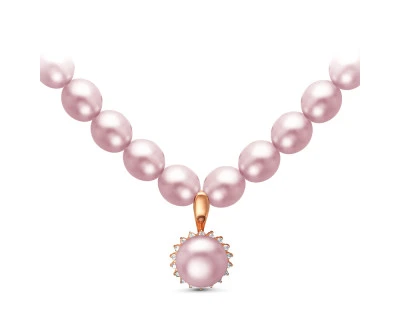 Ожерелье из лавандового жемчуга с подвеской из серебра. Жемчуг 7,5-8 мм