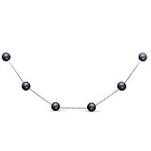 Цепочка из белого золота с черными морскими жемчужинами 7-7,5 мм. Длина 42 см