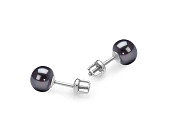 Пусеты из серебра 925 пробы с черными речными жемчужинами 6,5-7 мм Пусеты из серебра 925 пробы с черными речными жемчужинами 6,5-7 мм