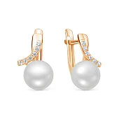 Серьги из красного золота с белыми речными жемчужинами 8,5-9 мм