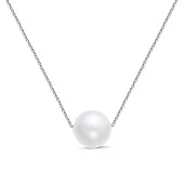 Цепочка из белого золота с белой круглой морской жемчужиной 9-9,5 мм. Длина 50 см