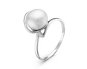 Кольцо из серебра с белой речной жемчужиной 8,5-9 мм
