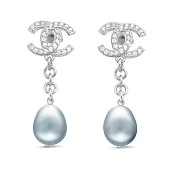 Серьги из серебра с серебристыми речными жемчужинами 10-11 мм