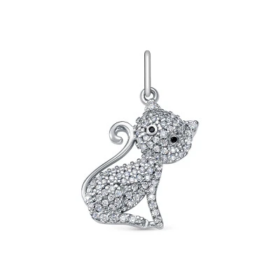 Кулон "Кошечка" из серебра 925 пробы с фианитами