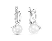 Серьги из серебра с белыми речными жемчужинами 8,5-9 мм