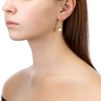 Серьги из красного золота с белыми речными жемчужинами 8 мм