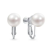 Серьги-клипсы из серебра с белыми речными жемчужинами 9,5-10 мм