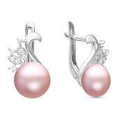Серьги из серебра с розовыми речными жемчужинами 7,5-8 мм