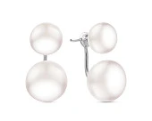 Пусеты "Диор" из золота с белыми речными жемчужинами 8,5-11 мм