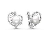 Серьги из серебра c белыми речными жемчужинами 8,5-9 мм