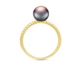 Кольцо из серебра с черной речной жемчужиной 7-7,5 мм