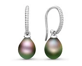 Серьги из серебра c черными морскими Таитянскими жемчужинами 10-10,5 мм