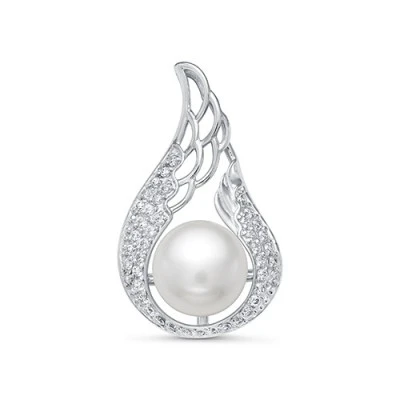 Кулон из серебра с белой речной жемчужиной 8,5-9 мм