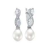 Серьги из серебра с белыми речными жемчужинами 7,5-8 мм