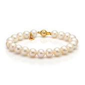 Браслет из белого круглого речного жемчуга. Жемчужины 9,5-10,5 мм