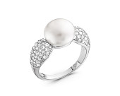 Кольцо из серебра с белой речной жемчужиной 9,5 мм Кольцо из серебра с белой речной жемчужиной 9,5 мм