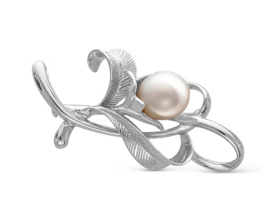 Брошь из серебра с белой Австралийской жемчужиной 11-12 мм
